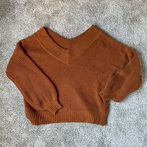 Zenana Outfitters off the shoulder orange knit Rust Sweater - size small